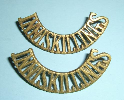 Theatre Made - Cast Matching Pair of Inniskillings Fusilier Brass Shoulder Titles