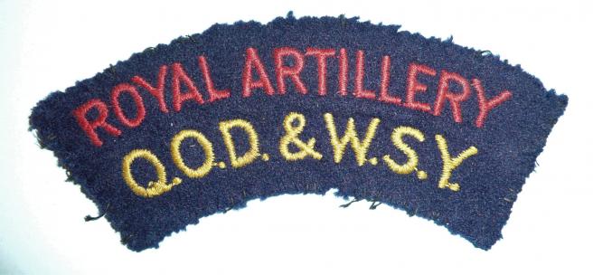 Royal Artillery / QOD & WSY Embroidered Cloth Shoulder Title