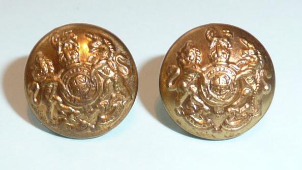 Scarce pair of Small BrassGeneral Service Cap Buttons, Kings Crown