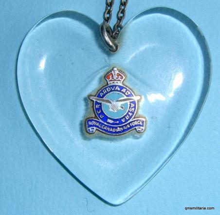 WW2 Royal Canadian Air Force ( RCAF) Aircraft Perspex Sweetheart on white metal chain