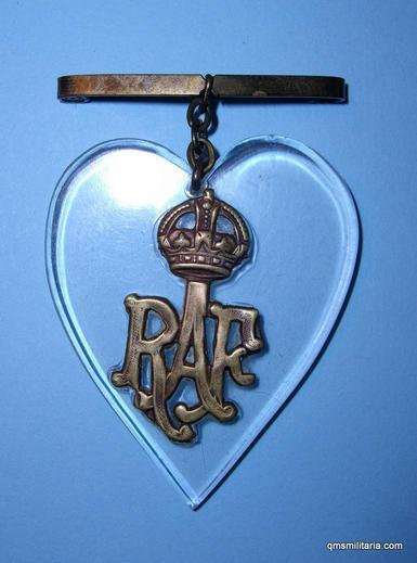 WW2 RAF Recycled Aircraft Perspex Royal Air Force Cap Badge Sweetheart Brooch