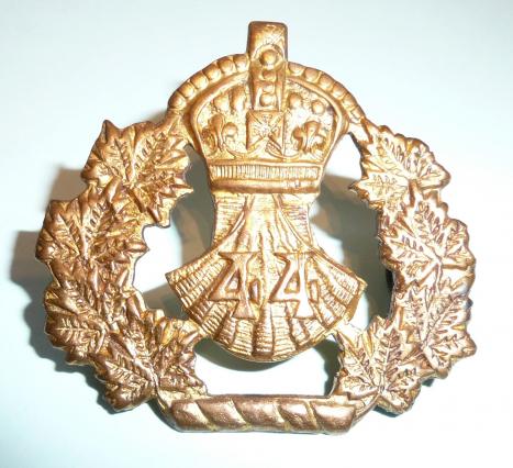 Canadian Militia  - 44th Lincoln and Welland Regiment Gilt Metal Cap Badge