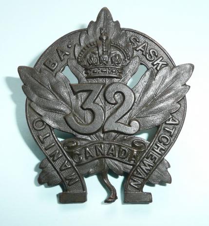 Canada WW1 - 32nd CEF Battalion (Manitoba & Saskatchewan) Bronze Cap Badge