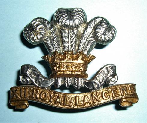 Scarce Victorian / Edwardian 12th Royal Lancers Other Ranks Cap Badge, 1898 - 1903
