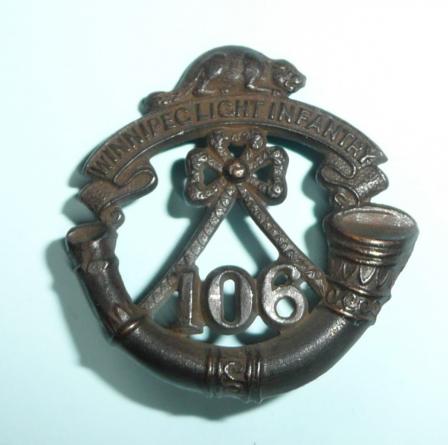 Canadian 106th Winnipeg Light Infantry Bronze Collar Badge