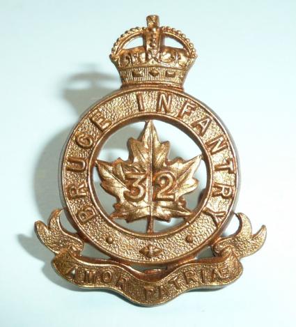 Canadian Militia 32nd Bruce Infantry Regiment Gilding Metal Collar Badge