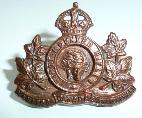 Canadian First Mounted Rifles Bronze Collar Badge
