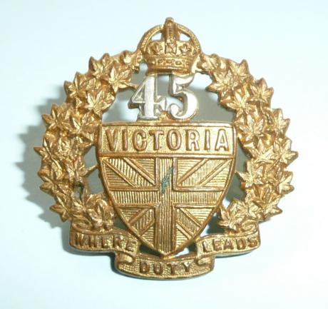 Canadian 45th Victoria Regiment Bi-metal Collar Badge - Gaunt Montreal