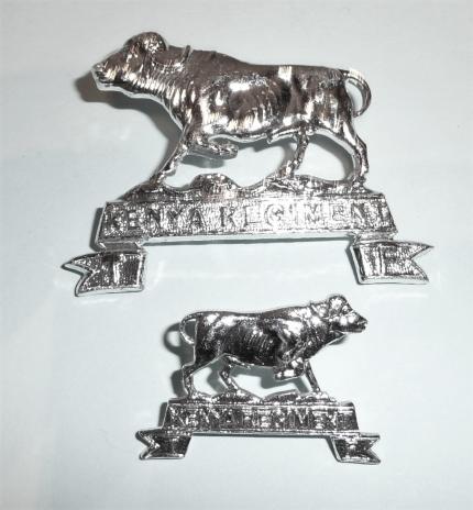 Kenya Regiment (TF) Silver Anodised Cap Badge with Collar Badge