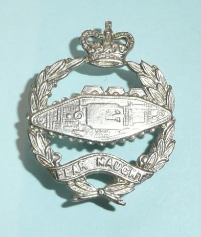 RTR Royal Tank Regiment White Metal Right Facing Collar Badge, QEII crown