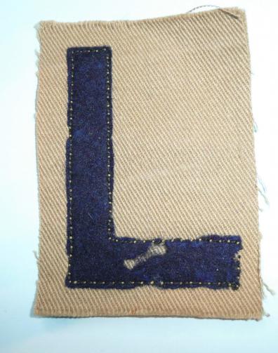 WW1 6th Battalion The Leinster Regiment Purple L Sewn on Light Weight Tropical Surge Panel