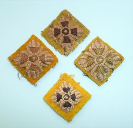 4 Embroidered Officers Cloth Rank Pips Stars Yellow backings for Royal Armoured Corps (RAC)