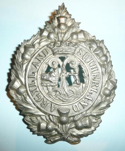 Argyll & Sutherland Highlanders ( A&SH) White Metal Glengarry Badge