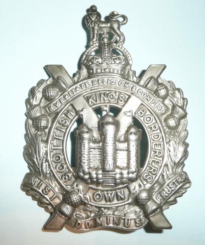 Kings Own Scottish Borderers (KOSB) White Metal Glengarry Badge