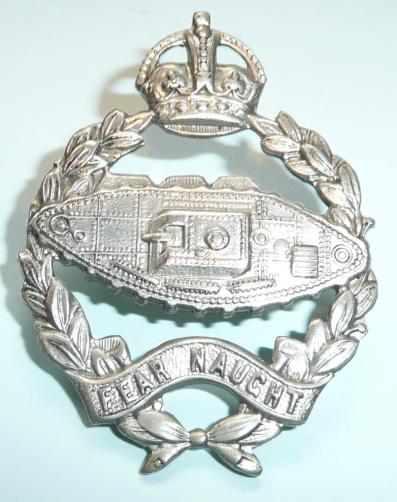 Royal Tank Regiment ( RTR ) White Metal Cap Badge, King 's Crown
