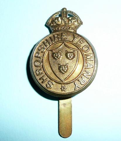 Shropshire Yeomanry Brass Gilding Metal Cap Badge