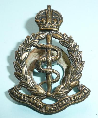 Royal Army Medical Corps (RAMC) Old Comrade Association (OCA) King's Crown Brass Buttonhole Lapel  Badge