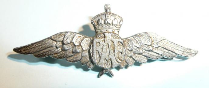 WW2 Royal Air Force ( RAF ) White Metal Pilots Wing Sweetheart Brooch