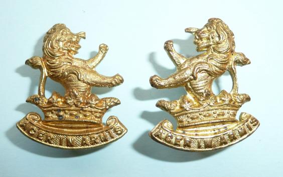 New Zealand - 7th (Wellington West Coast Rifles) Regiment Other Ranks Matched Pair of Facing Brass Collar Badges