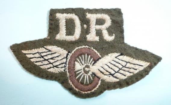 WW2 Embroidered Cloth Despatch Rider Winged Wheel Proficiency Arm Badge