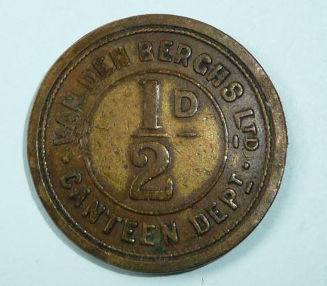 WW1 Belgian Canteen Token ½D Half Penny - Van Den Berghs Ltd