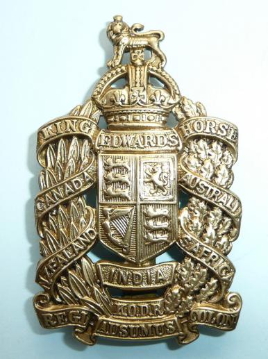 King Edwards Horse (The Kings Oversea Dominions Regiment) Yeomanry Brass Cap Badge - Rare Ausumus spelling