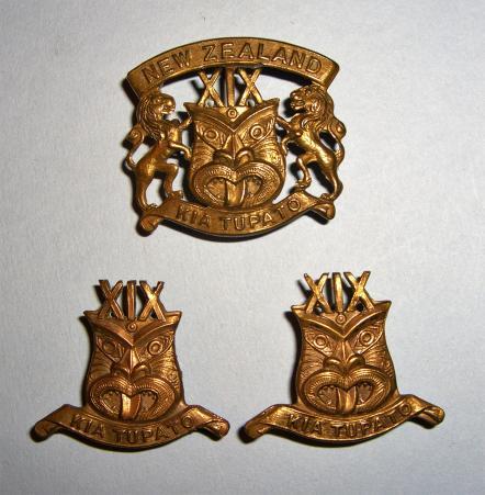 WW1 New Zealand Expeditionary Force - 19th Reinforcements Cap and Collar Badge Set