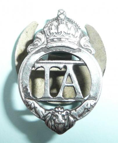 WW2 Home Front Territorial Army (TA) Silver Mufti Lapel Badge