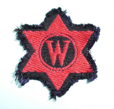 WW2 Royal Navy (RN) & WRNS Writer Clerk Red on Dark Blue Embriodered Proficiency Arm Badge