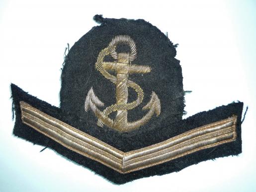 WW1 / WW2 Royal Navy Rating Leading Seaman Gold Bullion Insignia with Good Conduct Badge