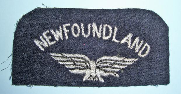 WW2 Royal Air Force Newfoundland Nationality Embroidered Cloth Shoulder Title Arm Badge