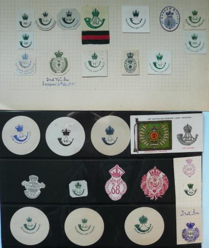 68th 106th Durham Light Infantry (DLI), including Volunteers, Militia and Territorials Collection of mainly Victorian/ Edwardian Printed Regimental Crests