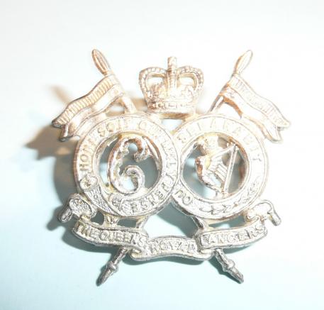 16th/5th Queens Royal Lancers Officers Silver Plated Die Cast Collar Badge