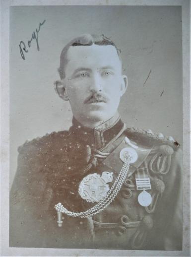 Large Sepia Edwardian Cabinet Photo of a Rifle Brigade Officer India General Service Medal, circa 1901 - 1903