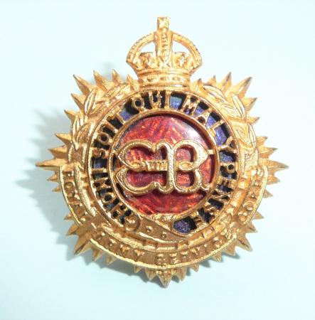 Rare Royal Army Service Corps RASC Edward VIII 8th Fire Gilt & Enamel Officers Forage Cap or Collar Badge