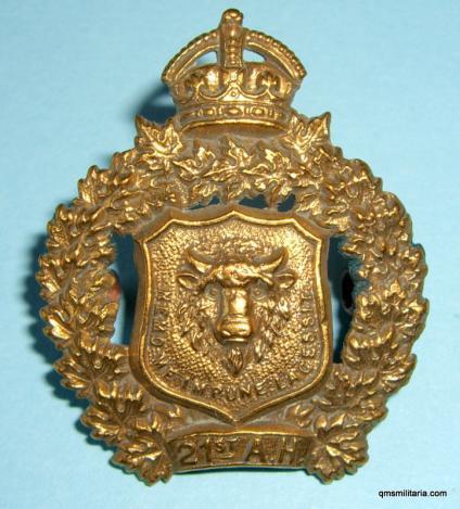 21st Alberta Hussars Pre 1914 Canadian Collar Badge 