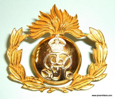 George 5th Royal Marine Artillery ( RMA ) Band Stunning Silver Plated and Fire Gilt Cap Badge, 1912 - 1923