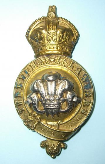 Edwardian 12th Prince of Wales' Royal Lancers Officers Bit Boss Horse Furniture Ornament Badge