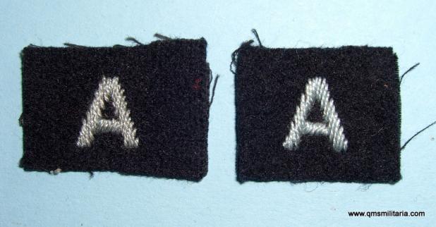 Pair of Other Ranks Royal Auxiliary Air Force Embroidered 'A' Arm Badges