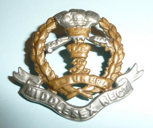 The Middlesex Regiment ( 57th & 77th Foot) Other Ranks Victorian / Edwardian Bi-metal Issue Cap Badge