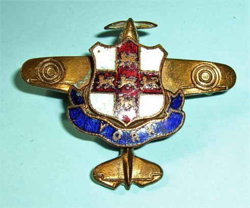 WW2 Home Front - York City Enamel Crest Mounted on a Gilding Metal Spitfire Fighter Pin Badge Brooch