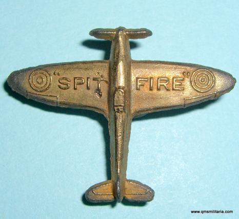 WW2 Home Front Cast Gilt Spitfire Fund raising lapel buttonhole badge
