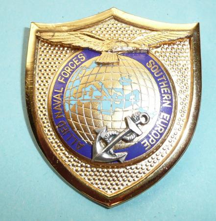 NATO  - Allied Naval Forces - Southern Europe Gilt & Enamel Breast Shield Pin Badge