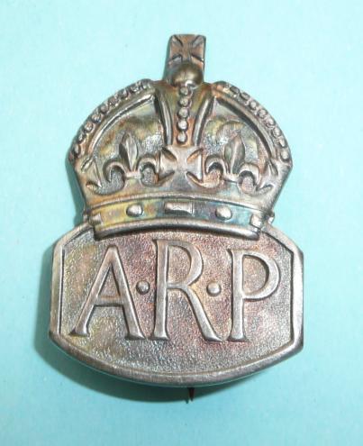 Air Raid Precautions ARP Hallmarked Silver Ladies Issue Pin Badge - Date letter D for 1939