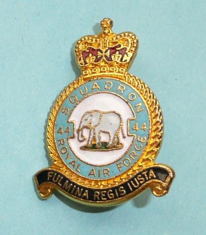 RAF 44 Squadron Enamel & Gilt Brass Lapel Badge QEII Issue
