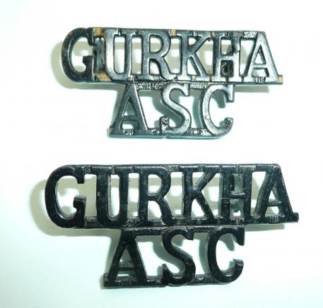 Gurkha ASC (Army Service Corps) Pair of blackened metal shoulder titles,  circa 1958-65
