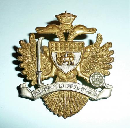 Ceylon Armoured Corps Bi-Metal Cap Badge
