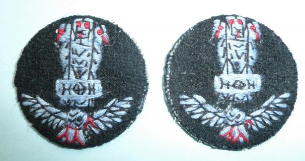 Indian Air Force (IAF) Match Pair of Embroidered Cloth Collar Badges
