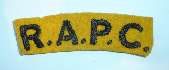WW2 RAPC (Royal Army Pay Corps) Embroidered Cloth Felt Shoulder Title