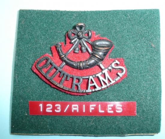 Indian Army 123rd Outrams Rifles Officers Blackened Shoulder Title